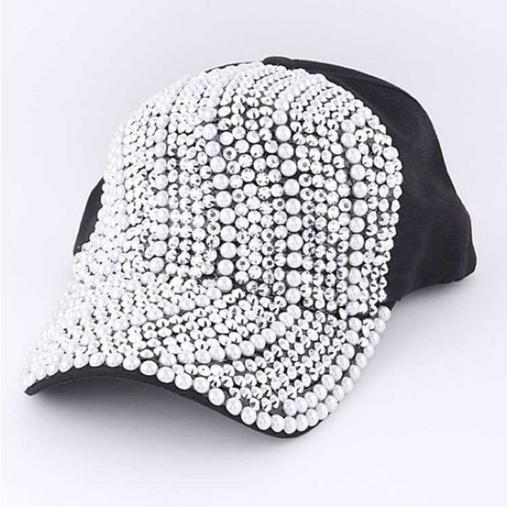 Pearl Crystal Embellished Fashion Cap